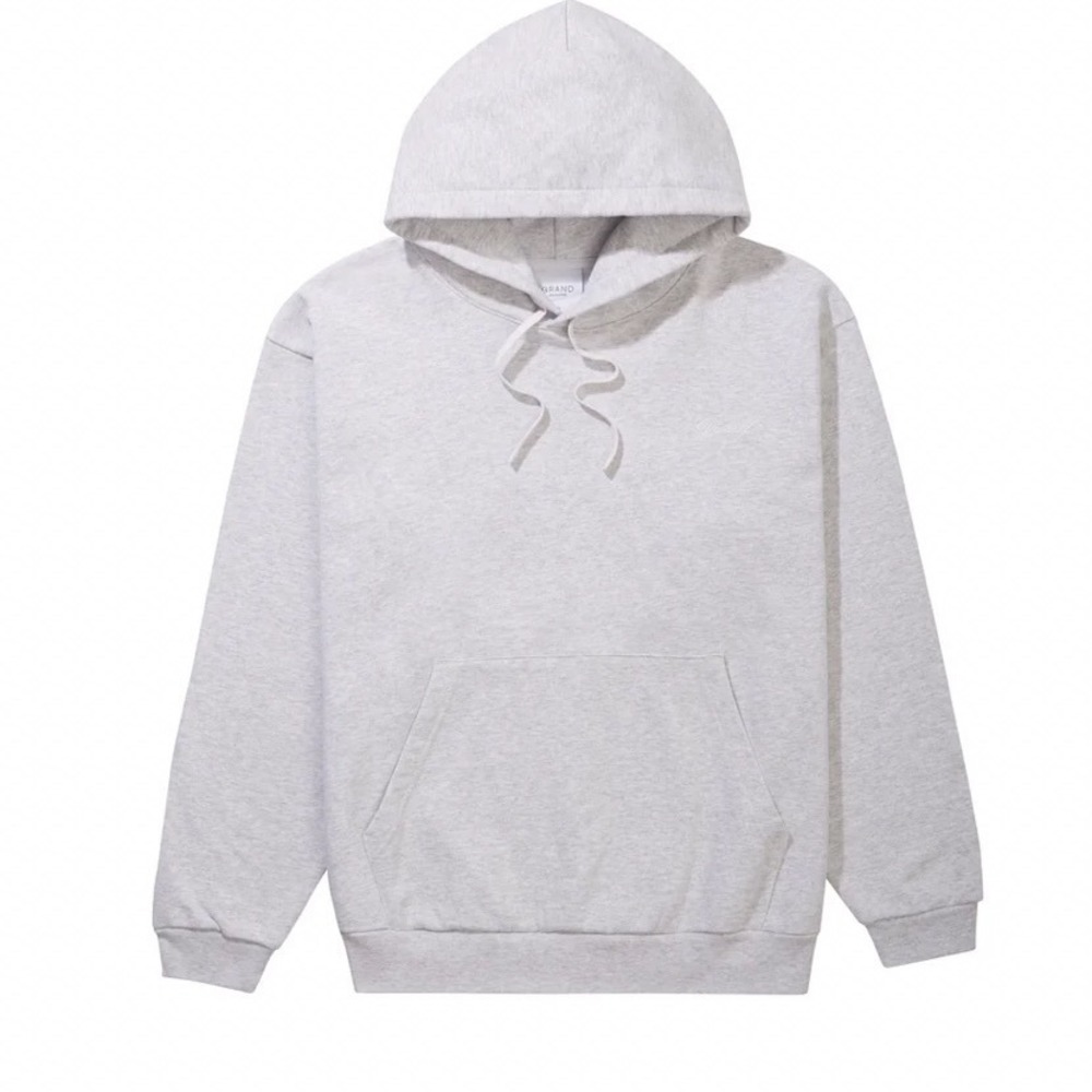 Grand Collection Mens Heather Grey Script Logo Cotton Hoodie Sweatshirt NEW